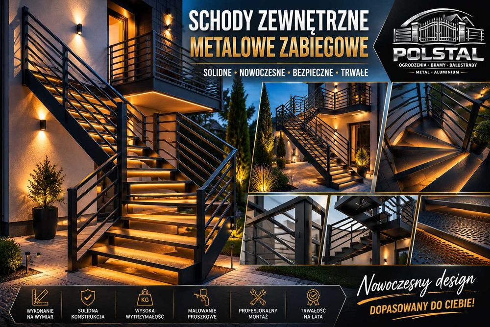 SCHODY LOFTOWE WEWNĘTRZNE I ZEWNĘTRZNE METALOWE | NA WYMIAR | MONTAŻ | POLSTAL