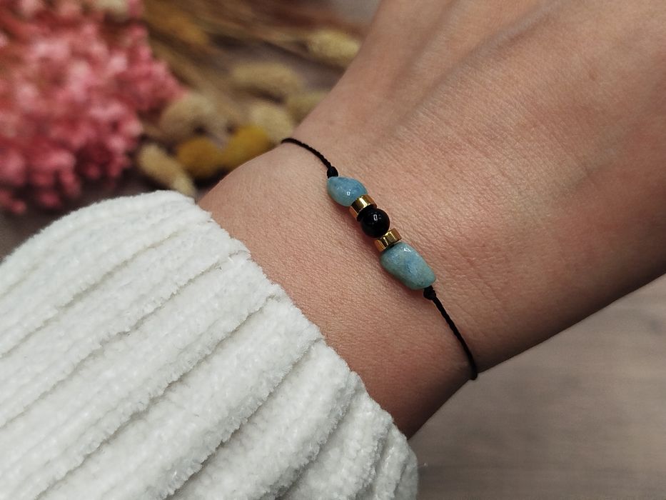 Bransoletka na ochronę, zdrowie i pomyślność - Akwamaryn, Turmalin