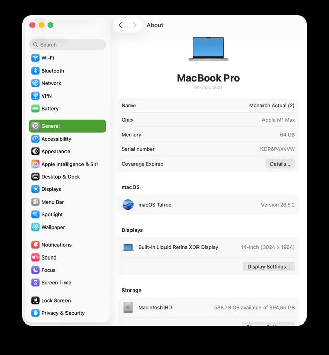 MacBook Pro 14" M1 Max 64gb US American keyboard