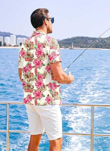 Modna Efektowna Męska Koszula Hawajska Żywe Kolory Regular Fit L
