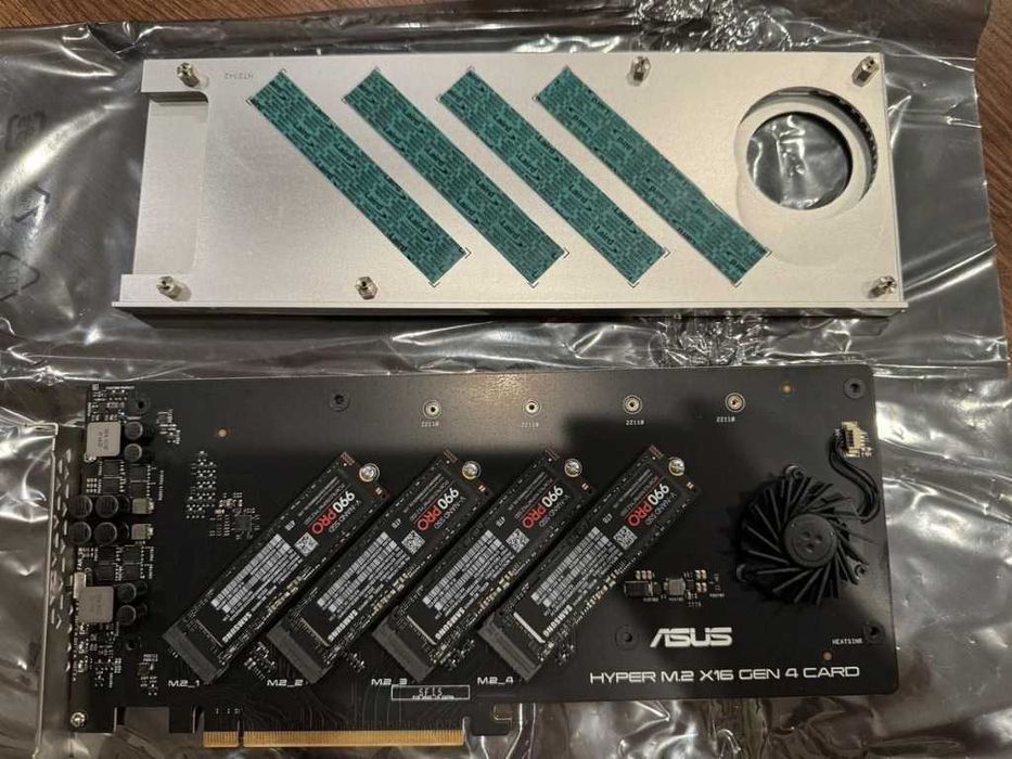 2X Samsung 990 Pro 4TB SSD nVme = 8TB RAID 0 + ASUS HYPER M.2 GEN 4 GW