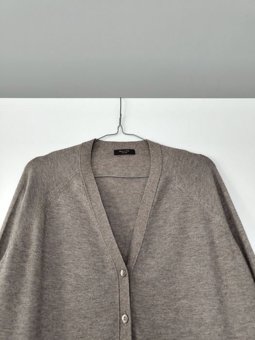 Komplet Massimo dutti 40 L brązowy taupe set kardigan i top dzianinowy wełniany wiskozowy