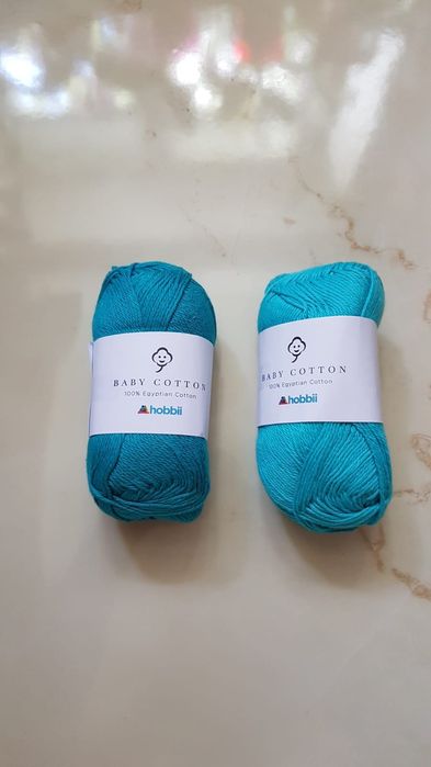 Baby cotton organic hobbii египетська натуральна бавовна хлопкова блакитна бірюзова ніжна в’язальна нитка пряжа