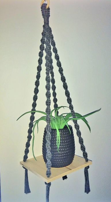 Painel macramé base madeira