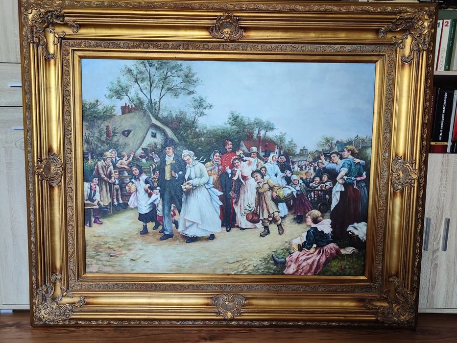 Duży obraz w pięknej szerokiej ramie