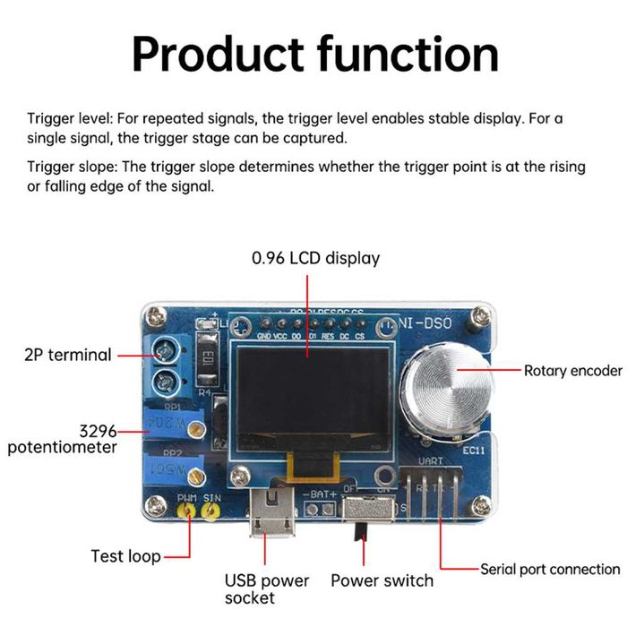 Осциллограф STC8K8A.   DSO183  DIY Кіt Навчання  до 500kгц Тип С, DC5v