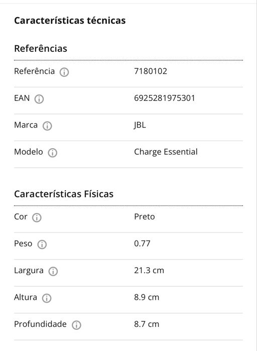 Coluna Bluetooth JBL Charge Essential /  Com fatura