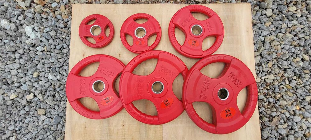 Zestaw Talerzy Kierownice Kolor Czerwony 155 KG! NOWE Obciążenie