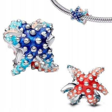 Charms kolorowa rozgwiazda beads ze srebra zawieszka koralik srebro 925