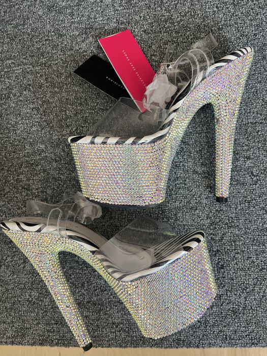 Szpilki Pole Dance zebra cyrkonie r. 38 Roxie Luve nowe jak pleaser