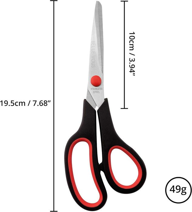 NOVAS - BELLE VOUS Multipack tesouras de escritório (embalagem de 10), tesoura artesanal 19,5 cm
