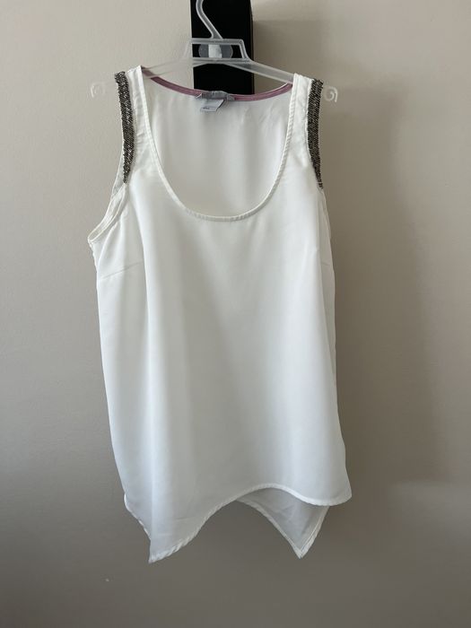 H&M biały top na ramiączkach luźny old money style  r. S