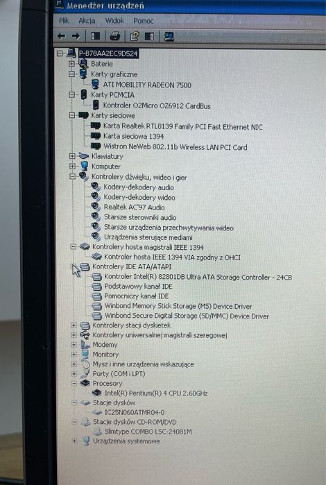 Laptop Ati mobile 7500 windows xp retro pentium 4