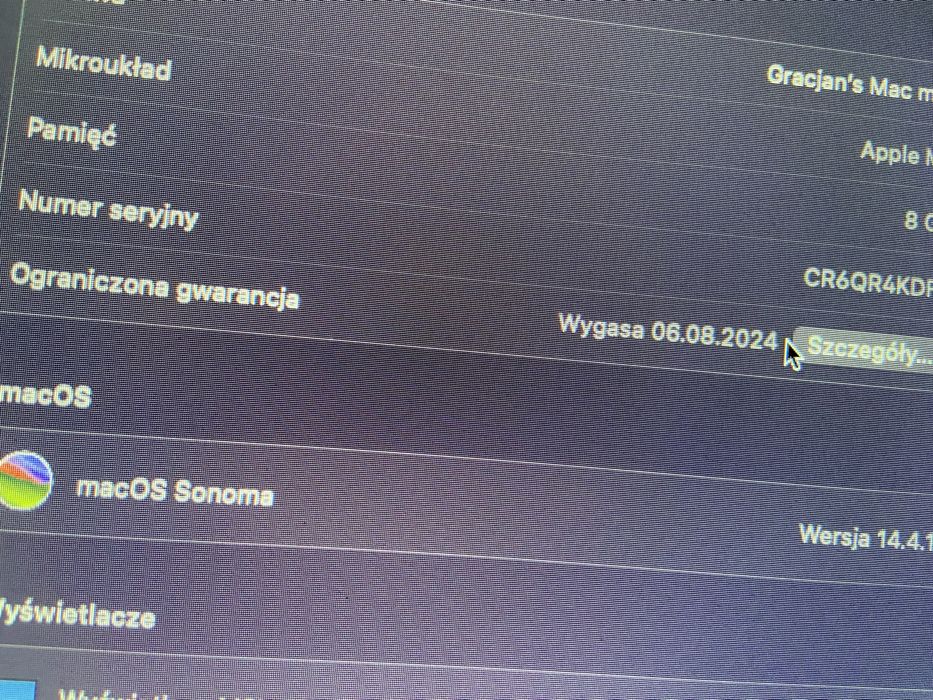 Mac Mini M2 na gwarancji