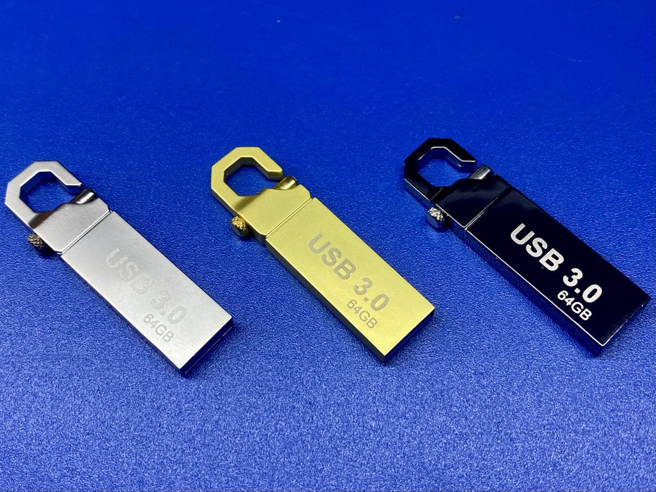 USB флешка-карабін 64GB USB 3.0 золотистий металевий корпус