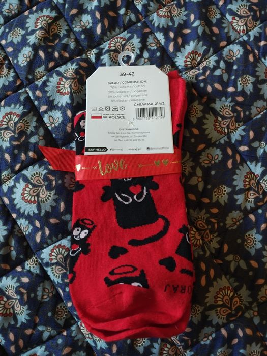 Skarpety walentynkowe męskie 39-42 koty 2 pary