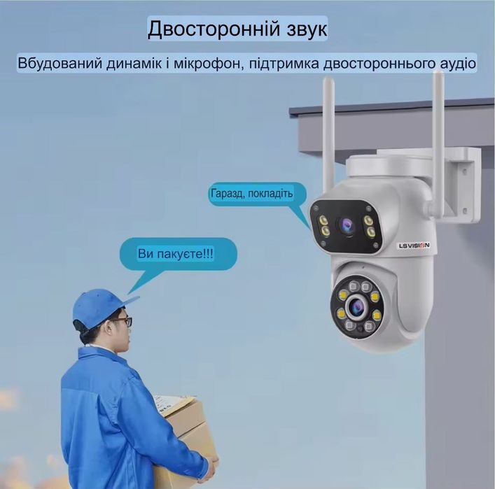 Wi-Fi IP камера LS Vision 8МП, двойной объектив, ночное видение, звук