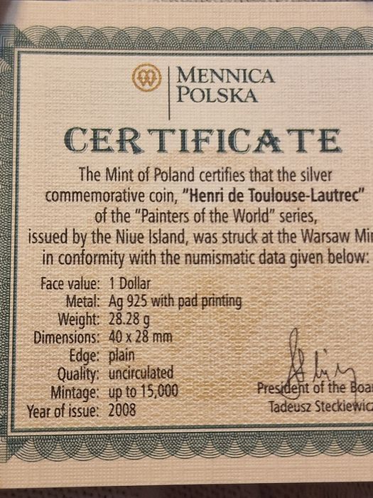 1 dolar 2008 - Lautrec