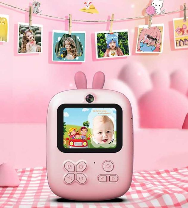 Mini drukarka termiczna z aparatem fotograficznym i kamerą - różowa