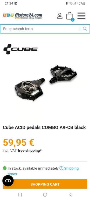 Pedais Encaixe/Plataforma Cube Acid