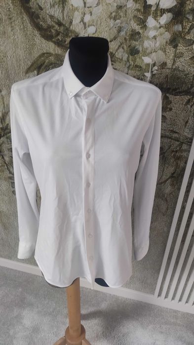 Męska biała koszula - młodzieżowa slim fit rozmiar S