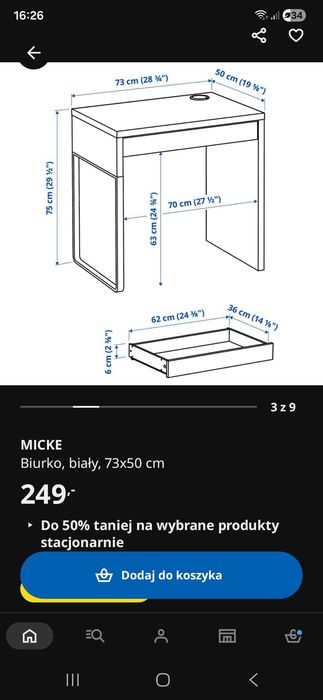 Biurko ikea białe micke
