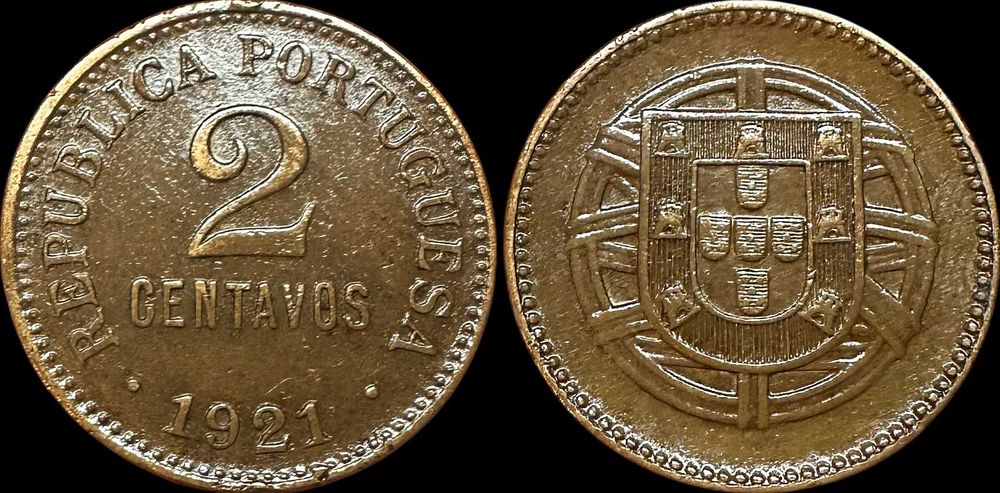 2 Centavos - 1921 - República Portuguesa (Escassa)