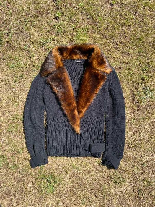 Sweterek damski vintage futerko Avant Garde czarny coquette S