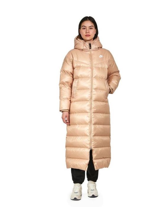 Пуховик Nike оригинал женский длинный бежевый S/M парка зимняя DH4081