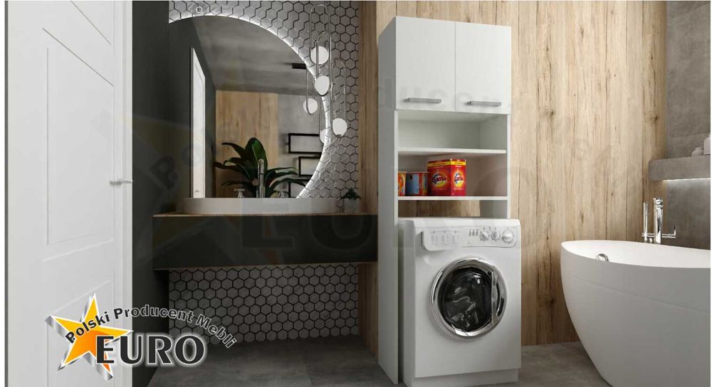Nowoczesna SZAFKA NAD PRALKĘ Łazienkowa Szafa Półki XL - WYPRZEDAŻ