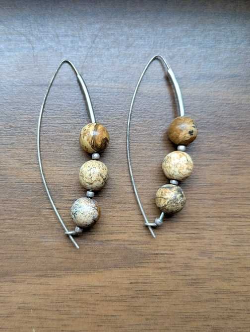 Kolczyki z kul jaspisu i srebra
