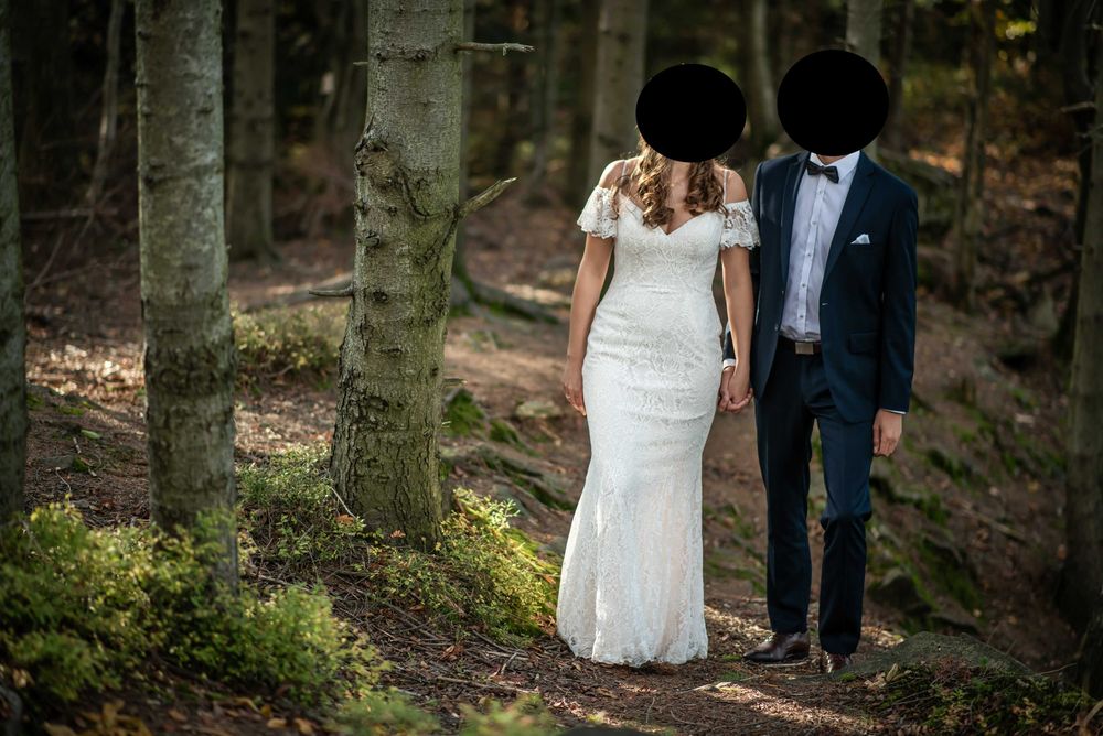 Suknia ślubna boho Lillian West koronkowa rybka odsłonięte plecy