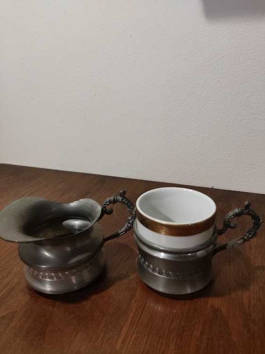 antyk, komplet, zestaw filiżanka w koszyczku 6 szt. i inne