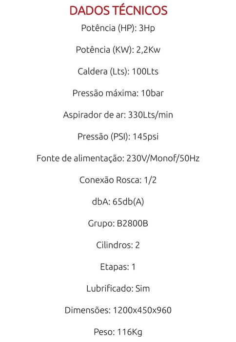 Compressor como novo Nuair Airsil1 100L