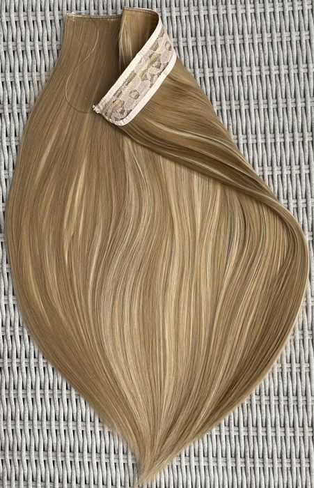 Premium Ultra włosy doczepiane, blond pasemka / balejaż, flip in 547.