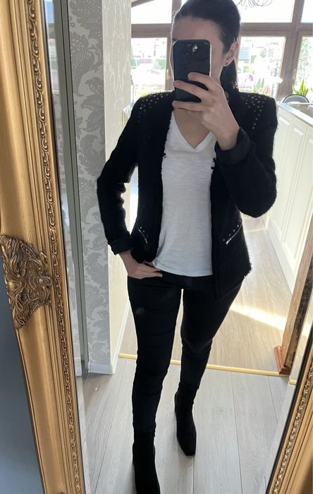 Marynarka żakiet z tkaniną boucle New look 38 M czarny