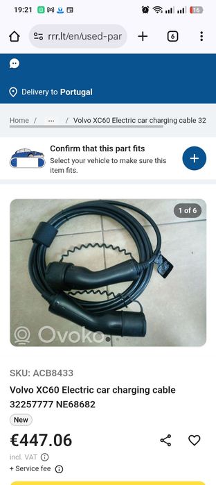 Cabo de carregamento para Volvo eléctrico