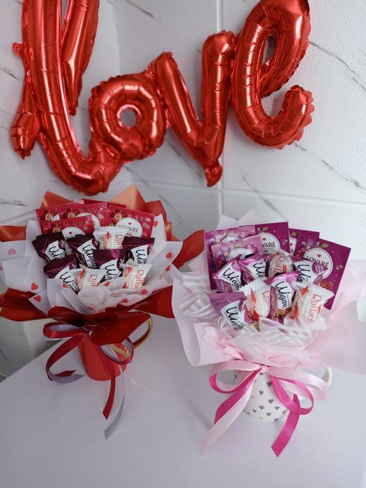 Солодкий букет, день закоханих, букет з цукерок