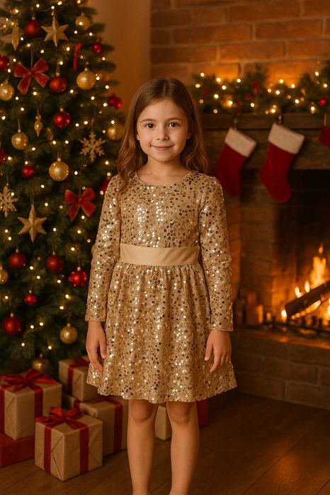 Złota sukienka z cekinami