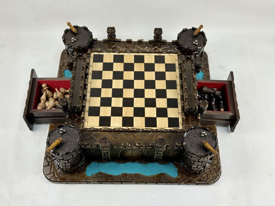 Шахматы резные ручной работы КРЕПОСТЬ