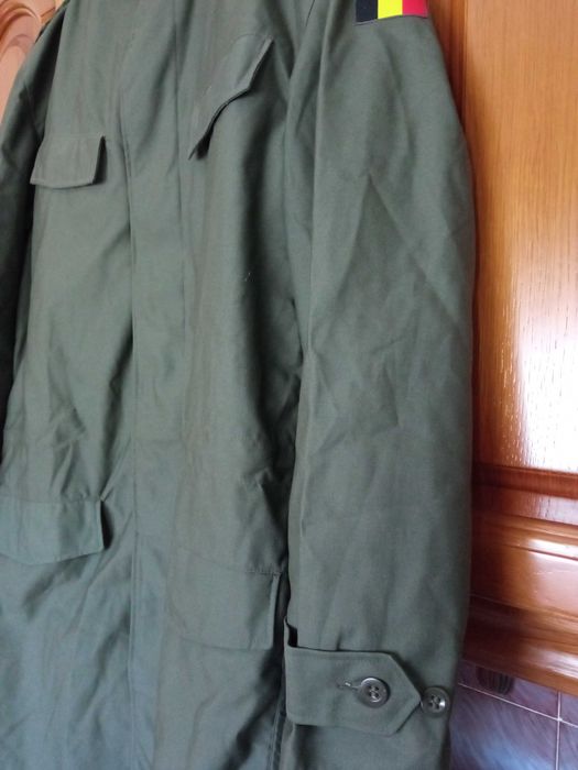 Parka militar vintage com capuz M88 Exército Belga casaco sobretudo
