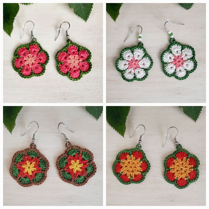 Kolczyki kwiatki, rękodzieło DNk