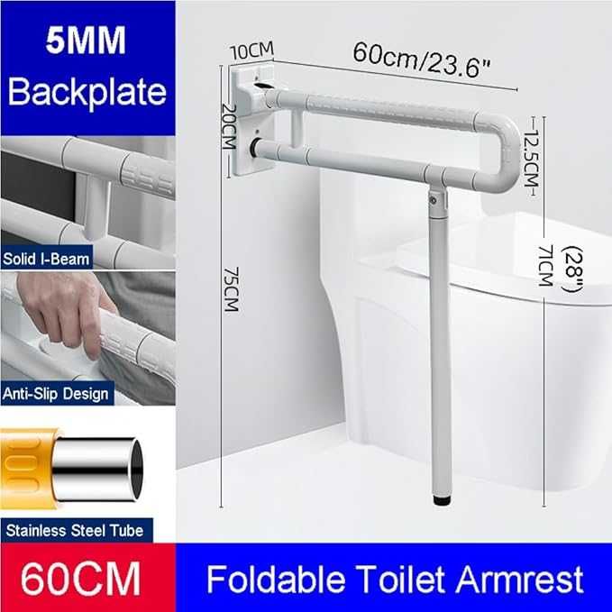Uchwyt do łazienki, biały, stal nierdzewna, uchwyt ścienny, składany