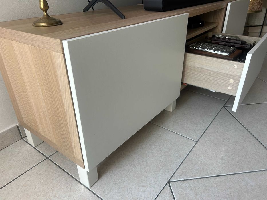 Móvel de TV 180x48 cm – Carvalho c/ Velatura Branca – Excelente Estado/ Como Novo