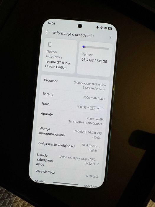 Unikatowy smartfon REALME GT 8 Pro 5G 16/512GB 144Hz Dream Edition