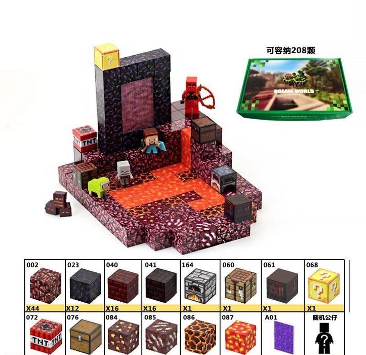 Конструктор магнітний майнкрафт, магнітні кубики, блоки minecraft