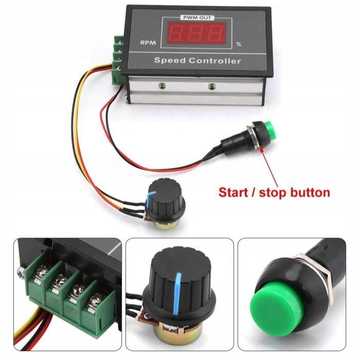 Regulator obrotów do silnika DC 10-50V 30A z gałką