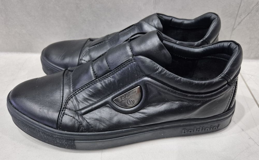 Buty meskie czarne 42 trampki skorzane baldinini