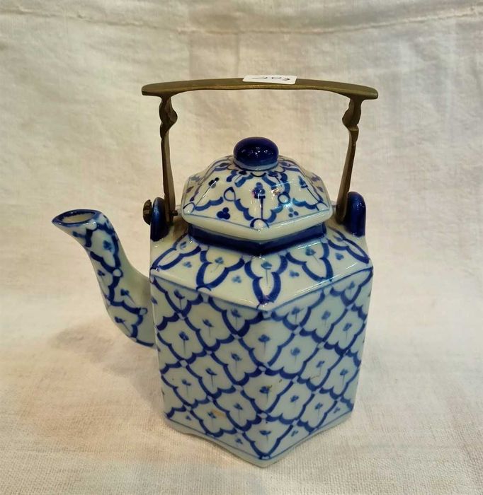 Bule Cerâmica Latão Oriental