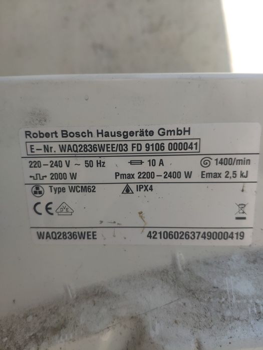 Porta de máquina de lavar roupa Bosch